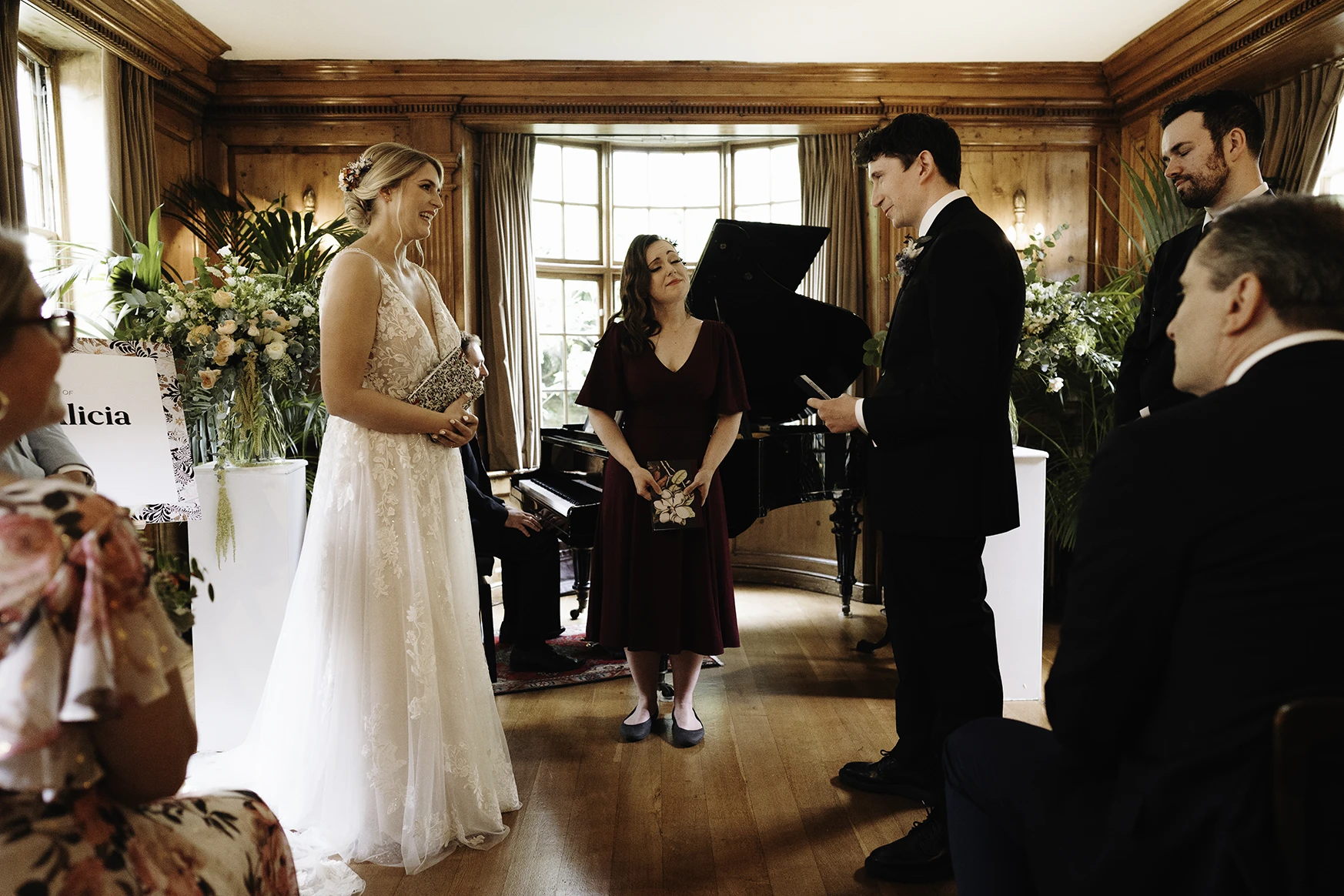 Bride and Groom Sharing Wedding Vows at Burgh House Wedding