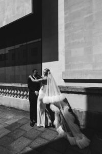 Bride and groom sharing a quiet moment