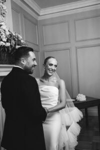 Bride smiling during an intimate wedding moment