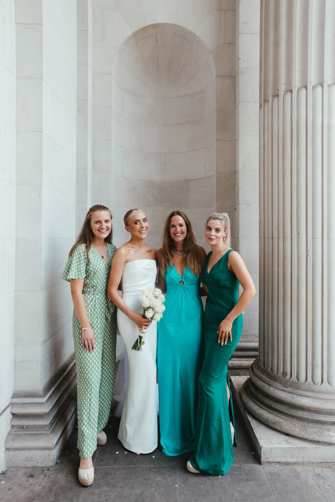 Bride with her bridesmaids