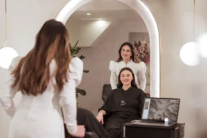 Client hair transformation in progress at Angel Islington salon