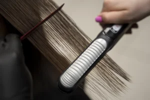 Hair smoothing technique applied at salon