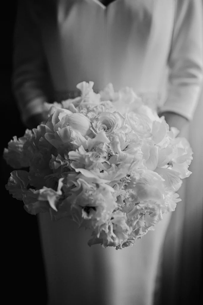 White Peony Bridal Bouquet Close-Up